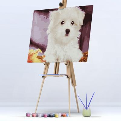 China Handcrafted Animal White Oil Paintings Canvas Wall Art Environmental Modern Materials Lovely Art For Living Room for sale