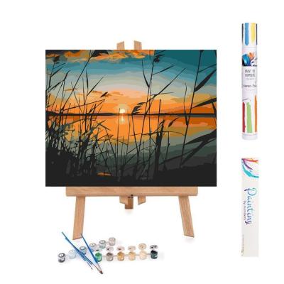 China Environmental Materials Oil Painting By Numbers DIY Paint By Numbers Sunset Seascape Painted Oil Painting By Numbers For Home Decor Art for sale