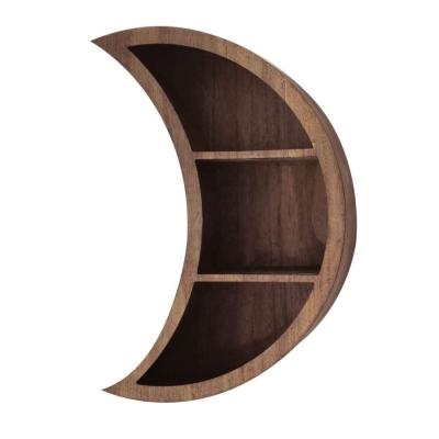 China China Crescent Moon Shelf Rustic Wall Decor Wood Floating Shelf for Bathroom Boho Bedroom Decor for sale