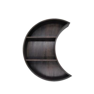 China Adjustable Wooden Wall Mounted Moon (Height) Floating Shelf for Storage and Decoration for Room for sale