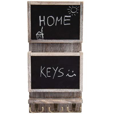 China China Wall Mount Mail Rack Chalkboard Organizer with 3 Double Key Hooks Rustic Wood Wooden Home Decoration Cut Out Christmas China for sale