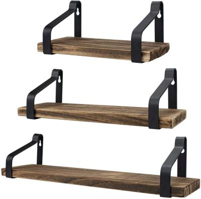 China Eco - Friendly Floating Shelves Wall Mounted Rustic Wooden Storage Shelves Display Racks for sale