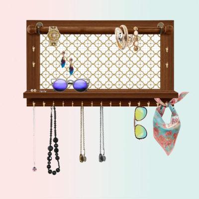 China Europe Wooden Wall Mounted Jewelry Organizer Wood Home Decoration Painted Europe Antique Imitation Rustic Wooden Color Arts Happy Love for sale