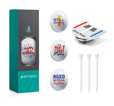 China custom 2 piece tournament golf balls pack with 3 piece one piece golf tee putting alignment tool ball marker B31-2 for sale