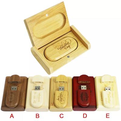 China Customer Logo Wooden Metal Wedding USB Sticks With Box Usb 2.0 Drive Memory Stick Pen Drive 4Gb 32Gb U Disk Instant Wedding Gift for sale