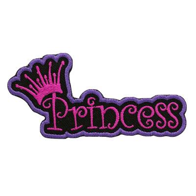 China Lady Viable Crown Princess Stitched Merrow Border Sew-on Embroidery Patch For Dressing Hats Wholesale for sale