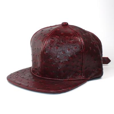 China JOINT Faux-Leather Adjustable Strap To The Back PU Baseball Cap Ostrich Unisex Adult Hat for sale