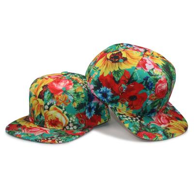 China JOINT Women's Flower Vintage Floral Baseball Flat Brim Snapback Hat for sale