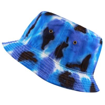 China Character Link Dye Cotton Summer Bucket Hat Eyelet Air Holes Sun Hat Cool Breathable Outdoor Hat for sale