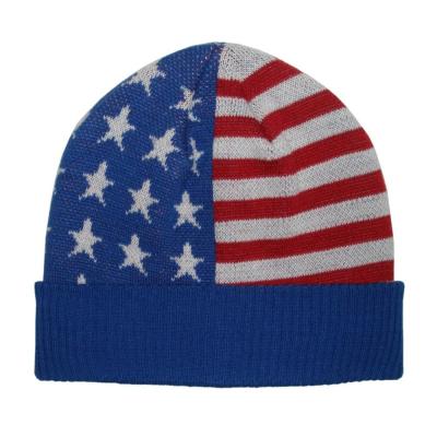 China COMMON American Flag Stars Stripes Slap Hat Custom Logo Women Knitted Unisex Acrylic Skullies Winter Beanie Cap Men Wholesale for sale