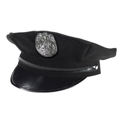 China Character Party Carnival Cosplay Metal Badge Hat Officer Military Army Pilot Black Uniform Police Peaked Hat for sale