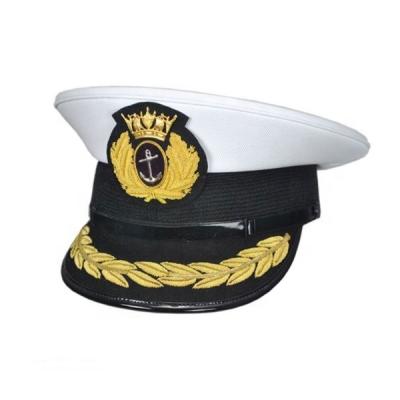 China Character Embroidery Patch Badge White Crown Hat Party Cosplay Officer Military Army Navy Police Peaked Cap Pilot Uniform for sale