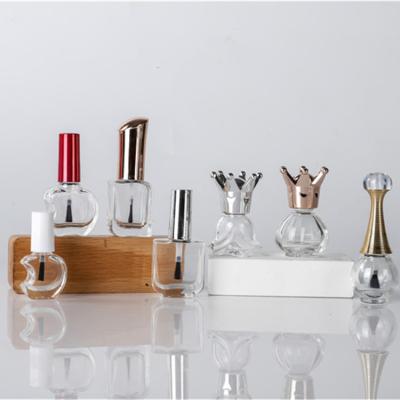 China Factory Wholesale Personal Care Glass Cosmetic Bottle Transparent Empty Nail Polish Bottle With Brush for sale