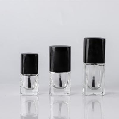 China Non Spill 10Ml 12Ml 15Ml Glass Nail Polish Custom Single Clear Empty Bottle With Brush for sale