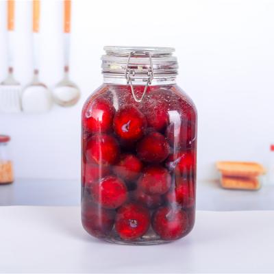 China Wholesale Stored 3000ml Round Transparent Fruit and Vegetable Pickles Glass Buckle Sealed Storage Tank for sale