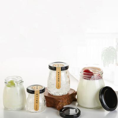 China 50ml Jelly Jar Pudding Glass Jar Customized Stocked 100ml 200ml With Metal Lid for sale