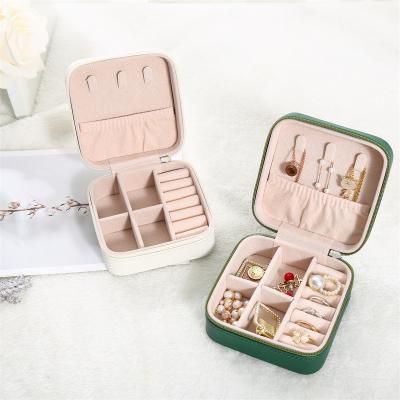 China 100% Handmade Custom Jewelry Storage Display Boxes Ring Necklace Travel Jewelery Boxes Logo Gift Box Leather Mini Case Organizer for sale