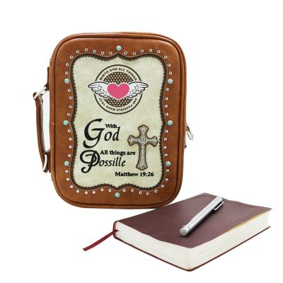 China Good Quality Water Resistant PU Leather Bible Cover Case Bible Tote Book Case For Women for sale