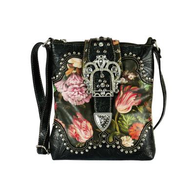 China High Quality Cowgirl Cross - Body Bag With Western Buckle Set Machined PU To Leather Liner Hidden Carry Purse for sale