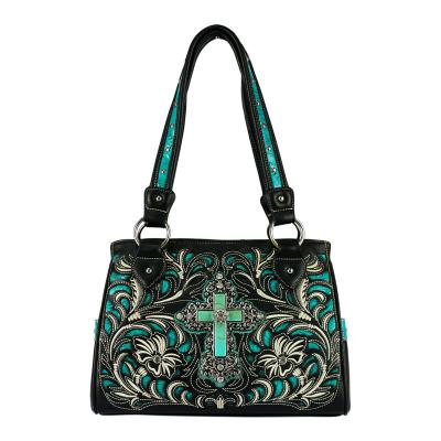 China 2022 Fashion Designer New Western Women Handbag Turquoise Cross Women Shoulder Bag for sale