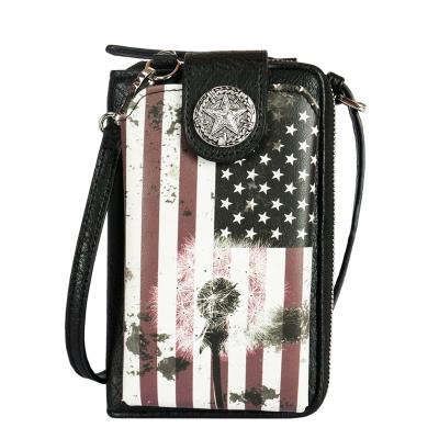 China Cell Phone Purse and Cross - Custom Body Bag Cross - Fashion Leather Phone Body Bag Lady Bag American Flag Purse Cell Phone Bags for Women for sale