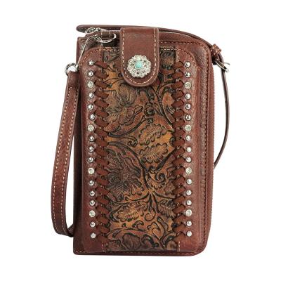 China Fashion OEM Leather Phone Bags Designer Ladies Crossbody Bag With Passport Slots Cell Phone Bag Women Purse for sale