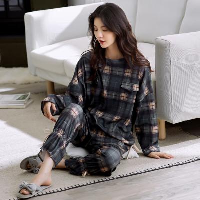 China New Design China Factory Price Lattice Style Sleepwear Women Sleepwear QUICK DRY Pajama Set for sale