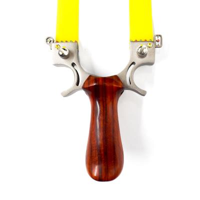 China Hot Sale Stainless Steel + Wooden Handle Slingshot With Wooden Handle Without Laser Accessories for sale