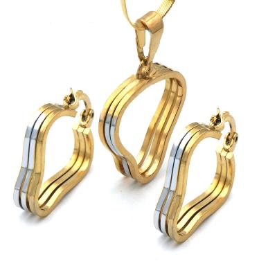 China New Arrival Latest Wholesale Price Classic 18K Gold Plated Earring And Pendant Jewelry Sets Classic Heart Shape For Girls for sale