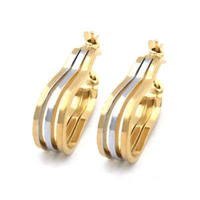 China 2021 wholesale price CLASSIC silver and gold color two earrings classic eight shape design women earrings for sale