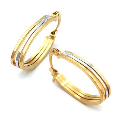 China 2021 Vintage Classic Shape Three Oval Lines Earrings Silver And Gold Two Color Earrings Rainbow Color For Women Party for sale