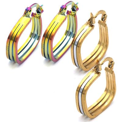 China Vintage New Arrival Fashion Classic Three Lines Shape Earrings Silver Color And Gold Color Two Rainbow Earrings For Women Party for sale