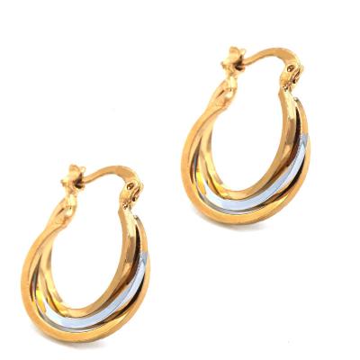 China Vintage fashion earrings jewelry classic form three line earrings silver and gold two color earrings rainbow color for women party for sale