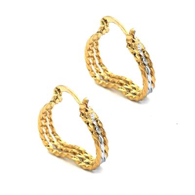 China Vintage Guangzhou Jewelry Africa Earrings Three Line Gold Silver And Gold Two Color High Quality 18K Earrings For Women for sale