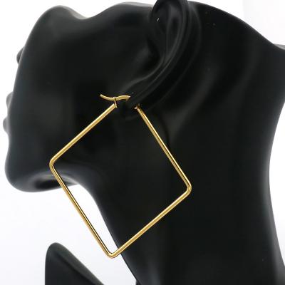 China Wholesale Vintage 2021 Fashion Statement African Jewelry Wholesale Custom Gold Plated Nigerian Stainless Steel Square Earrings For Women for sale