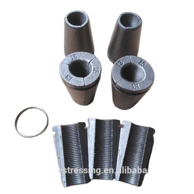 China 12.70mm 15.24mm Contemporary Tension Cable Post Anchor Grip Prestressed Wedge for sale