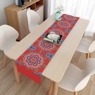 China Fashional Factory Direct Sales Muslim Moon Meal Linen Tablecloth Eid al-Fitr Decoration Long Napkin Table Flag for sale