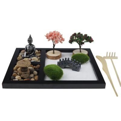 China Zen Garden Desktop Mini Zen Meditation Sand Garden Japan Fenng Shui Buddha for sale