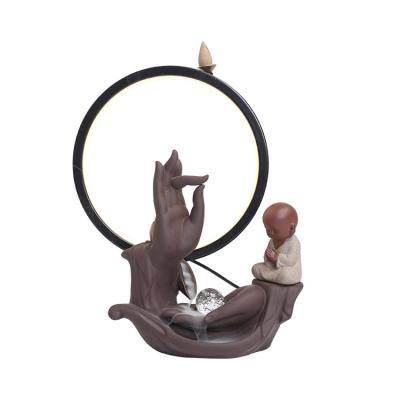 China Lotus Buddha Hands Incense Holder Ceramic Waterfall Censer Creative Chinese Backflow Incense for sale