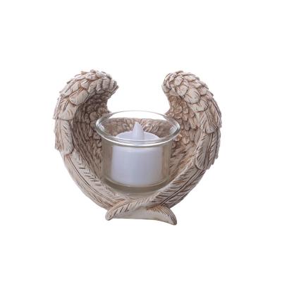 China Resin LED Angel Tea Light Candle Holder Angel Figurine Europe Gift Decor Statue for sale