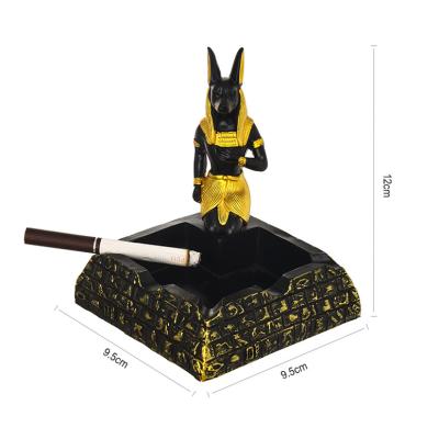 China Wholesale Custom Egyptian Home Decor Resin Ancient Egyptian Anubis Statue Egyptian Ashtray for sale