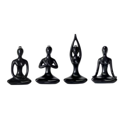 China Europe home decorations 4 pieces of small yoga meditation pose resin yoga figurine statue set for sale