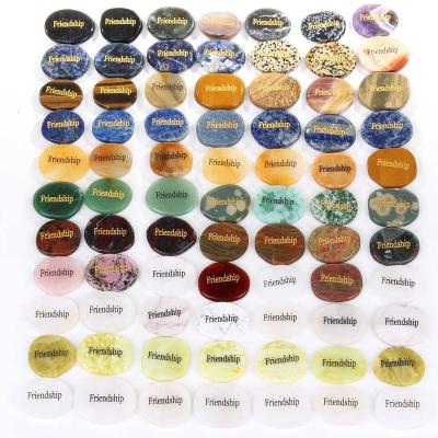 China Wholesale Natural Healing Colored Europe Agate Light Polished Table Slices Crystal Polished Stone Lettering for sale