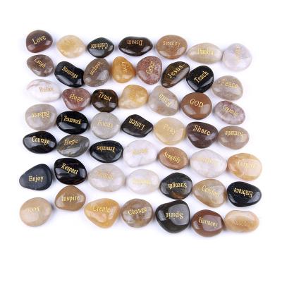 China Wholesale Natural Healing Stone Crystal Gravel Stones Lettering Polished Rock Stone from Europe for Decoration for sale