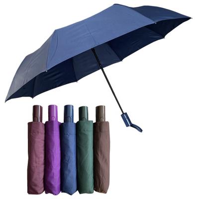 China All In 1 Wholesale Custom Lightweight Semi-Automatic Three Folding Umbrella, Three Fold Umbrella In Solid Color for sale