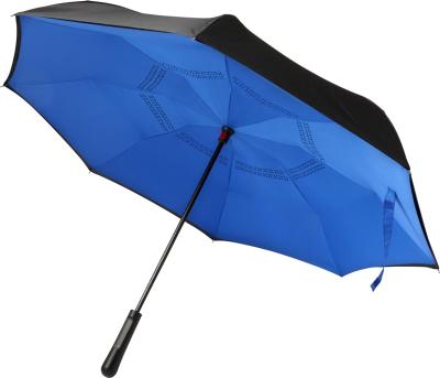 China Minimalist straight plastic handle inverted narrow open reverse umbrella with 190T pongee waterpoof fabric for sale