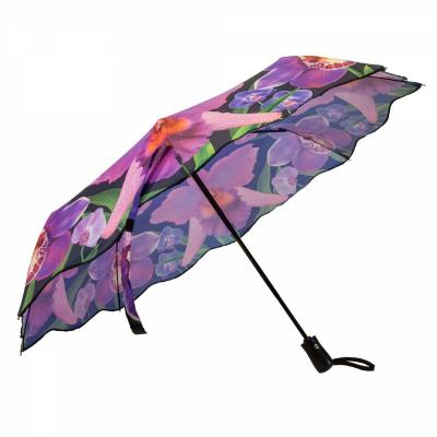 China 21 Inch Folding Ladies Fashion Flower Print Full Folding Umbrella for sale