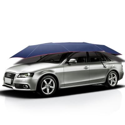 China New Promotion Portable Summer Waterproof Semi-automatic Sunshade Block Heat UV Print Custom Car Sun Shade Umbrella, Car Sun Umbrella Cover Tent for sale