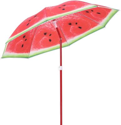 China Portable Travel Watermelon Promotion Parasol Sun Garden Sea Beach Sea Beach Parasol Manual Portable Umbrella Windproof Contemporary Outdoor 6ft Fruit Umbrella for sale