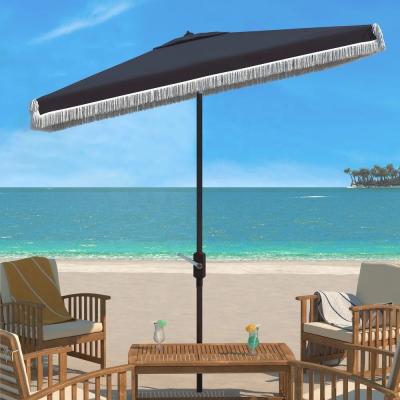 China 2021 Contemporary 3M*2M Square Garden Tassel Outdoor Luxury Umbrella, OEM Waterproof Beach Patio Umbrella with Tassels for sale